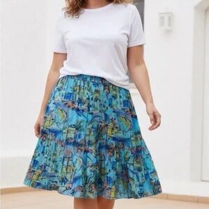 Lane Bryant Vibrant Blue Mediterranean A-Line Skirt